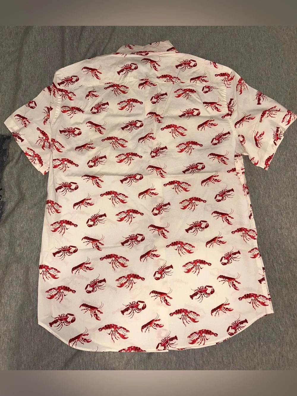 J. Crew White Short-Sleeve Button-Down with Red Lobster Print